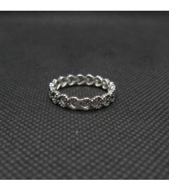 R002103 Sterling Silver Ring 4mm Wide Band Solid Genuine Hallmarked 925 Hearts